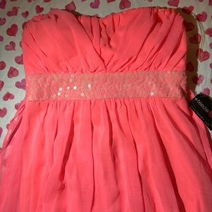 Mini Dress Bright Pink With Flower Sequins